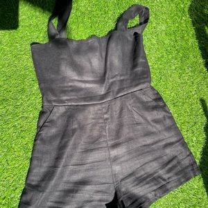 Reformation black linen romper